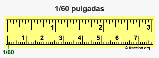 Convertir 1/60 pulgadas a centímetros (1/60 pulgada a cm)